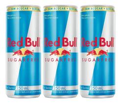 Kit C/3 Energético Red Bull Sugar Free Lata 250ml Kit C/3 Energético Red Bull Sugar Free Lata 250ml