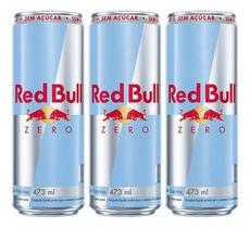 Kit C/3 Energético Red Bull Zero Sugar Free Lata 473ml Kit C/3 Energético Red Bull Zero Sugar Free Lata 473ml