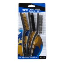 Kit c/3 Escovas de Cabo anatômico (2 de Aço e 1 de Nylon) p/ Limpeza Pesada de Churrasqueira ou Uso Geral