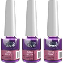 Kit C/3 Esmalte Extra Brilho Seca Em 1 Minuto Ideal 9ml