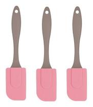 Kit C/ 3 Espátulas Silicone Pão Duro Rosa Candy Confeitaria