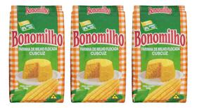 Kit C/3 Farinha De Milho Flocada Bonomilho Cuscuz 500g