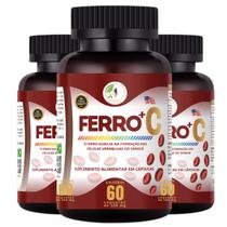 KIT C/3 Ferro Vitamina C Quelado Premium 60 Cáps - Fits Life