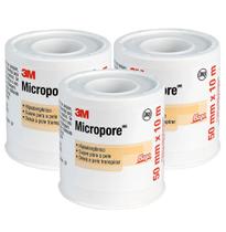 Kit C/ 3 Fitas Micropore 50mm X 10 Mt Cor Bege 3m Kit C/ 3 Fitas Micropore 50mm X 10 Mt Cor Bege 3m