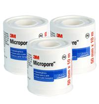 Kit C/ 3 Fitas Micropore 50mm X 10 Mt Cor Branca 3m Kit C/ 3 Fitas Micropore 50mm X 10 Mt Cor Branca 3m