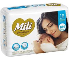 Kit c/ 3 Fralda Mili Descartavel Lovecare Rn C/18 Unidades