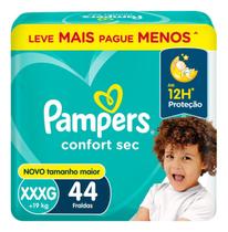 Kit c/ 3 Fraldas Pampers Confort Sec XXXG