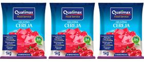 Kit C/3 Gelatina Sabor Cereja Qualimax 1kg