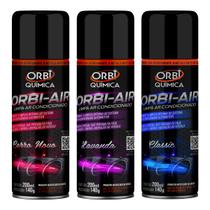 Kit C/ 3 Higienizadores Limpa Ar Condicionado Fragrância Carro Novo Lavanda Classic Orbi Química