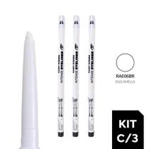 Kit C/ 3 Lápis Retrátil Branco p/ Olhos Ruby Kisses RAE06BR