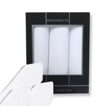 Kit c/ 3 Lenço Masculino Branco 100% Algodão Presidente