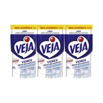 Kit C/3 Limpa Vidro Veja Vidrex Cristal Refil 400ml