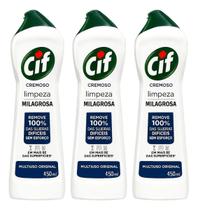 Kit C/3 Limpador Cremoso Cif Limpez Milagrosa Original 450ml