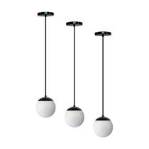 Kit c/3 lustre pendente globo jabuticaba stuttgart preto