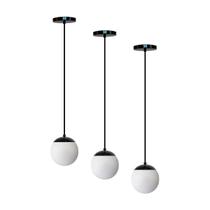 Kit C/3 Lustre Pendente Globo Jabuticaba Stuttgart Preto