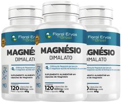 KIT C/3 Magnésio Dimalato 120 Cápsulas Floral Ervas