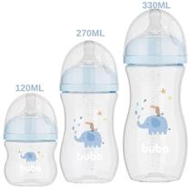 Kit c/ 3 mamadeiras easy flow elefante azul - buba Kit c/ 3 mamadeiras easy flow elefante azul - buba
