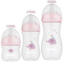 Kit c/3 mamadeiras easy flow elefante rosa - buba