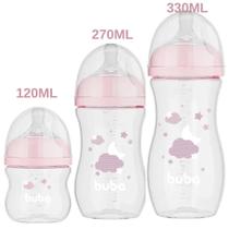 Kit c/ 3 mamadeiras easy flow nuvem rosa - buba Kit c/ 3 mamadeiras easy flow nuvem rosa - buba