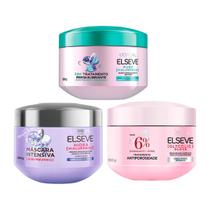 Kit c/3 máscara elseve glycolic + pure + hidra hialurônico