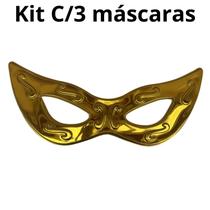 Kit C/3 Máscaras Gigante Carnaval Ouro 73CM Carnaval