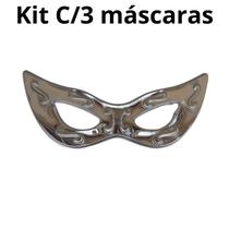 Kit C/3 Máscaras Gigante Carnaval Prata 73CM Carnaval