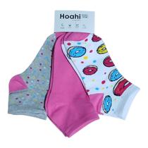 Kit C/3 Meias Soquete Cano Curto Estampada Hoahi 33 ao 38 Tamanho:33/38Cor:Sortida