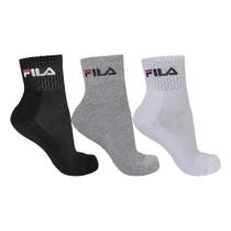 Kit c/ 3 Meias Unissex Fila Tripack Cano Médio Preto/branco/cinza