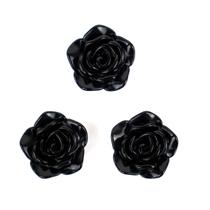 Kit C/3 Miçangas Em Resina Flor Rosa Negra 2 Cm