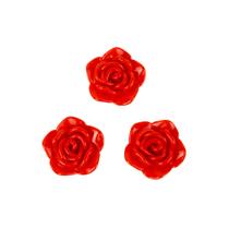 Kit C/3 Miçangas em Resina Flor Rosa Vermelha 2 cm