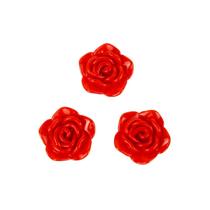 Kit C/3 Miçangas Em Resina Flor Rosa Vermelha 2 Cm