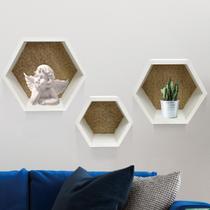 Kit C/ 3 Nichos Hexagonal Decorativos Mosaico KIT HEX MOSAICO Cor:Preto
