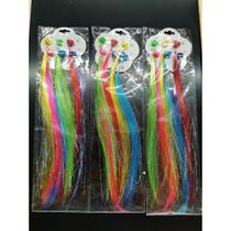 Kit c 3 pacote de mechas de cabelo colorido com fios prateados piranha festa carnaval infantil adult Kit c 3 pacote de mechas de cabelo colorido com fios prateados piranha festa carnaval infantil adult