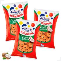 Kit C/3 Pacotes Biscoitos Doce Rosquinhas Panco Sabor Coco 500g