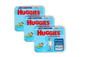 Kit C/3 Pacotes Fraldas Huggies Tripla Proteção Xg 32un Cada