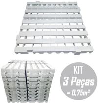 Kit c/ 3 Pçs - Pallet Plástico Estrado 4,5 x 50x50 Branco