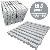 Kit c/ 3 Pçs - Pallet Plástico Estrado 4,5 x 50x50 Branco - SNM PLÁSTICOS
