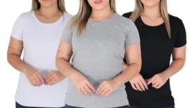 Kit C/3 Peças - Blusa Baby Look em Malha 100% Algodão