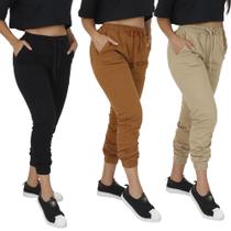 Kit C/ 3 Peças Calça Joguer Sarja Feminina Tam Kit C/ 3 Peças Calça Joguer Sarja Feminina Tam