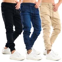 Kit C/ 3 Peças Calça Masculina Jeans Joguer Punho