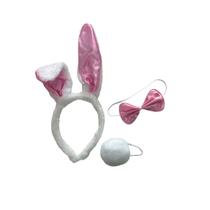 Kit C/3 Peças Fantasia Coelhinho Pelúcia Tiara Gravata Rabo Cor:Rosa Kit C/3 Peças Fantasia Coelhinho Pelúcia Tiara Gravata Rabo Cor:Rosa