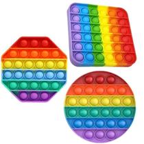 Kit C/ 3 Peças Fidget Toy Brinquedo Sensorial e Alívio de Stress Push Pop It