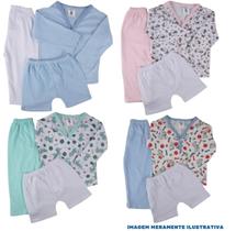 Kit C/3 Peças Pijama Outono Conjunto Bebe Criança Manga Longa