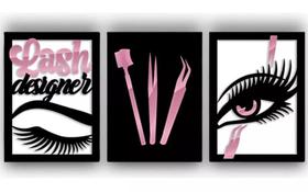 Kit C/ 3 Peças Quadros Designer Extensão De Cílios"