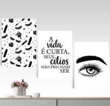 Kit C/ 3 Peças Quadros Sobrancelha Estética Cílios"