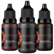 Kit c/ 3 Pigmentos Line Brow MagColor Gold 5ml