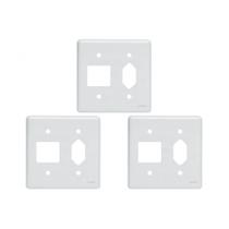 Kit C/3 - Placa Perlex Branca 4X4 (2 Saida+Tomada) 23Pl2/1T
