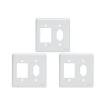 Kit C/3 - Placa Perlex Branca 4X4 (3 Saida+Tomada) 23Pl3/1T
