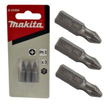 Kit C/ 3 Ponta Bits Ph2 Curto B-23466 Original Makita