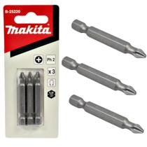 Kit C/ 3 Pontas Bits Magnética Ph2 B-25220 Original Makita Kit C/ 3 Pontas Bits Magnética Ph2 B-25220 Original Makita
